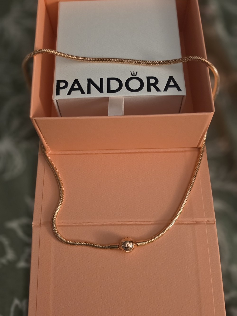 Pandora Rose Gold Snake Chain Necklace with Signature Clasp